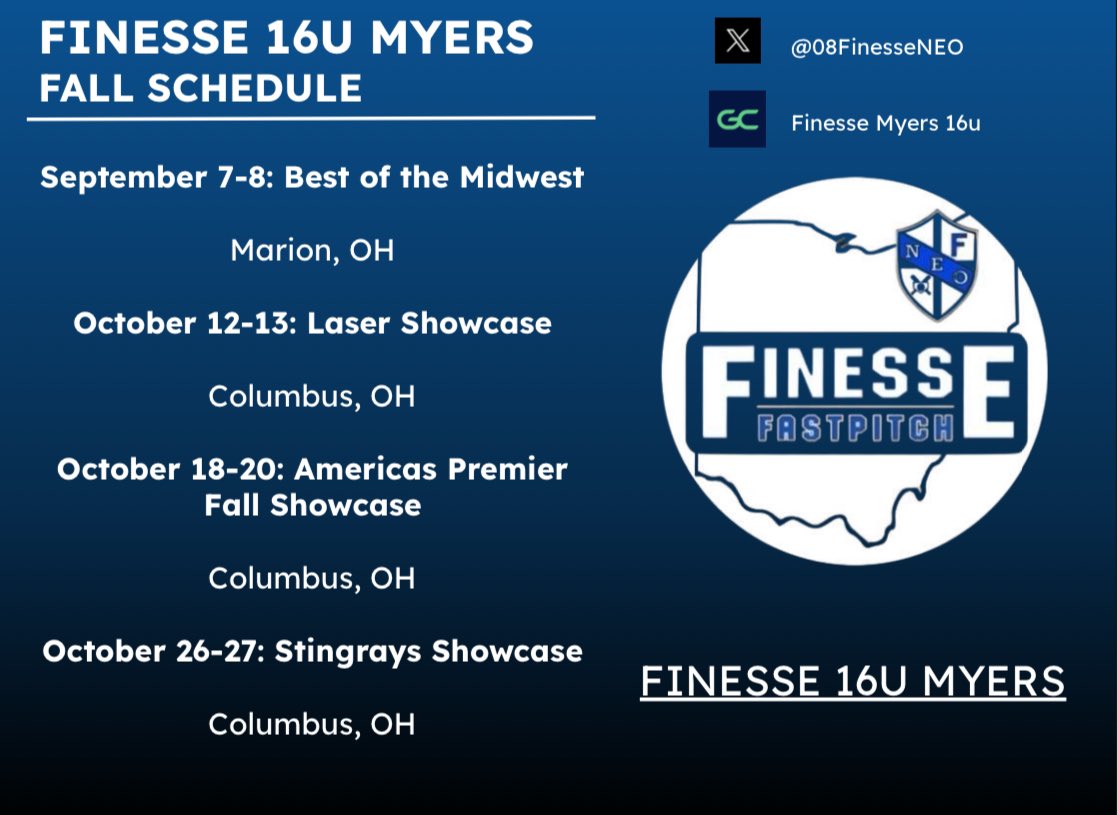 Here is our tournament schedule for the fall, we would love to see you there!