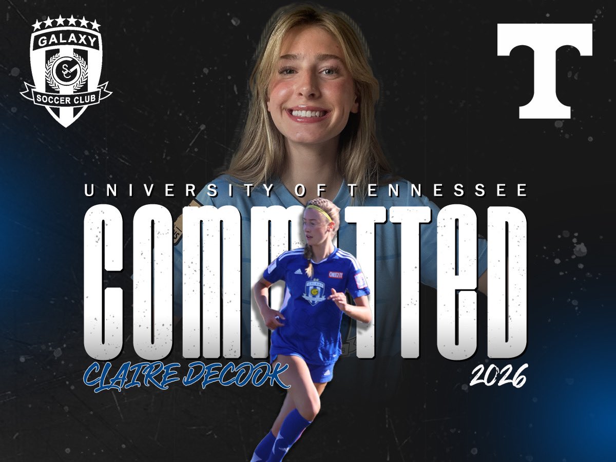 ✅𝐂𝐎𝐌𝐌𝐈𝐓𝐓𝐄𝐃 

Congratulations to Claire DeCook on her verbal commitment to play soccer at the University of Tennessee. The Tennessee Vols compete in the NCAA DI Southeastern Conference (SEC). 

Galaxy looks forward to watching you continue your academic and soccer career