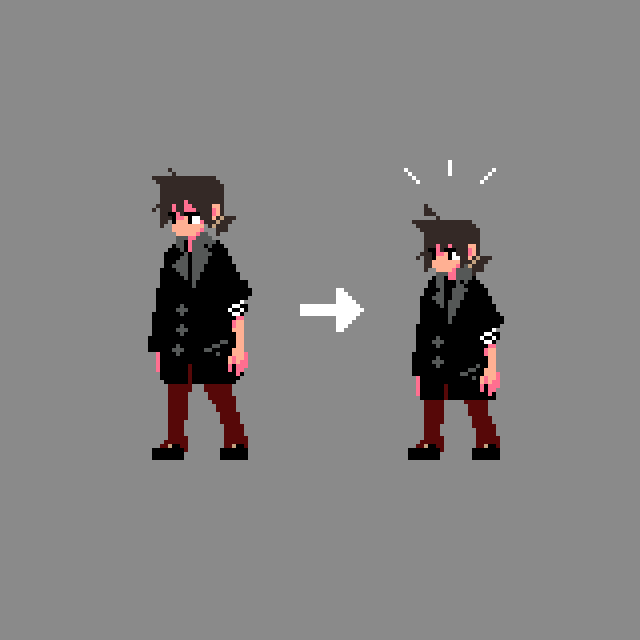 캐릭터 크기 간단하게 줄여본 것.
(여태 찍은 모션들을 다 수정하려면 한 일주일 정도 걸릴려나..?)

많은 사람들이 몹의 크기는 작은데 플레이어의 크기는 커서 부조리함이 느껴진다고... 자기만족을 위해서 만드는 게임 이긴 하지만 이런 부분에서 불쾌감을 느끼게 만들고 싶진 않다.