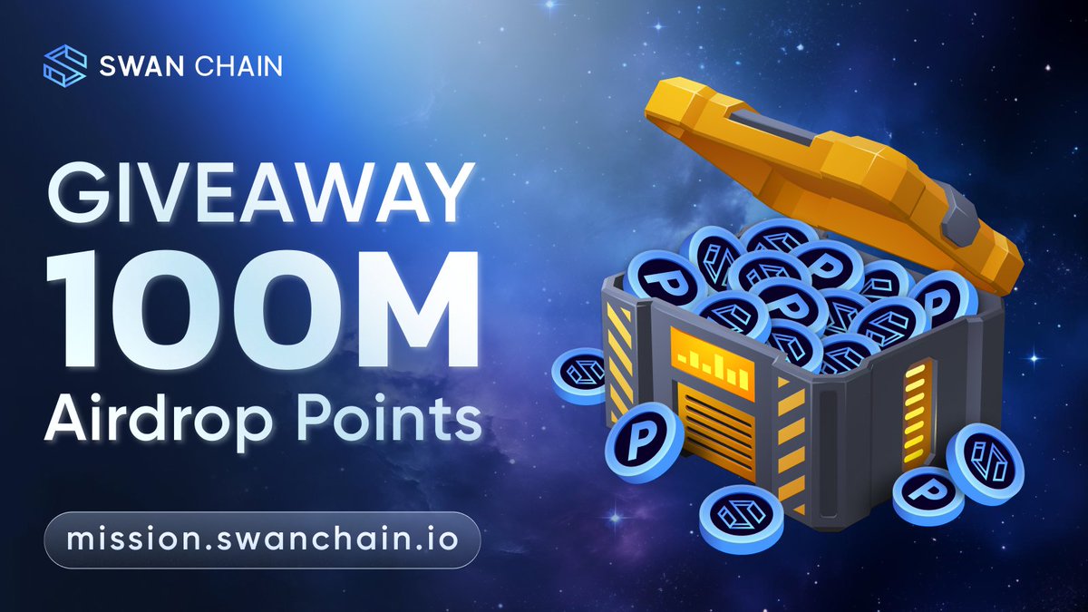 Big News! Swan Chain is dropping a massive 100M Airdrop Points Giveaway on GALXE! Ready to claim your share?

Join NOW and be part of the mission 👉 app.galxe.com/quest/swanchai…

Important: Make sure your default EVM wallet on Galxe is also linked to your Mission account to qualify!
