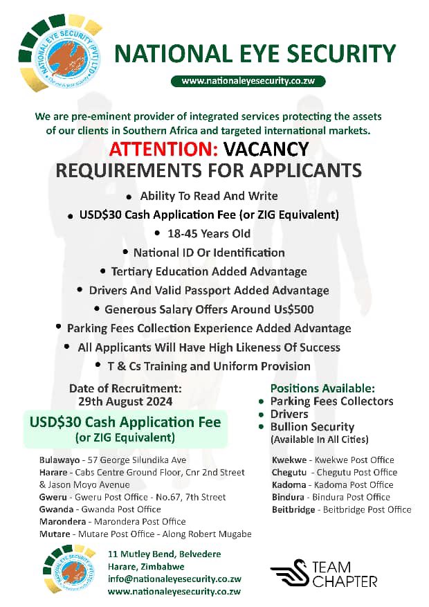 TeamChapterZw's tweet image. ATTENTION! Employment Opportunity…