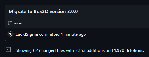 TexoTempora's tweet photo. Took me several hours, but I finally managed to migrate my game to Box2D 3.0.0. https://t.co/6pIMSMq0YX