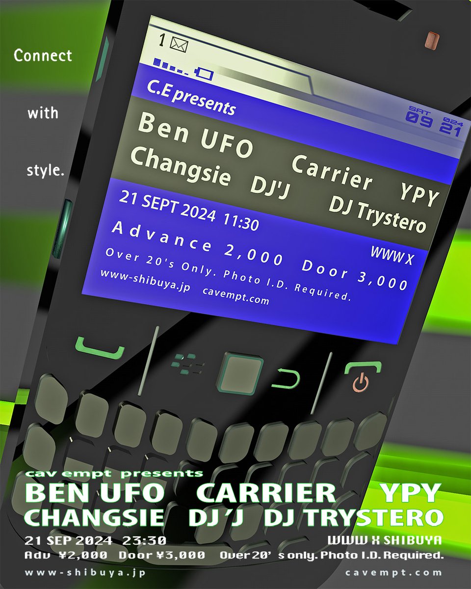 CAVEMPT (@cavempt) on Twitter photo C.E presents
Ben UFOĀ <a href="/BenUFO/">Ben UFO</a>
Carrier <a href="/driftingover/">Carrier</a>
YPY <a href="/po00oq/">Koshiro Hino</a>
ChangsieĀ
DJ'J
DJ Trystero <a href="/_JRChaparro/">JRC</a>
21 September 2024
11:30PM
<a href="/WWW_shibuya/">WWW / WWW X</a>
Advance 2,000 Yen
Door 3,000 Yen
t.livepocket.jp/e/20240921wwwx
Over 20's Only. Photo I.D. Required.
CAVEMPT.COM C.E presents
Ben UFOĀ <a href="/BenUFO/">Ben UFO</a>
Carrier <a href="/driftingover/">Carrier</a>
YPY <a href="/po00oq/">Koshiro Hino</a>
ChangsieĀ
DJ'J
DJ Trystero <a href="/_JRChaparro/">JRC</a>
21 September 2024
11:30PM
<a href="/WWW_shibuya/">WWW / WWW X</a>
Advance 2,000 Yen
Door 3,000 Yen
t.livepocket.jp/e/20240921wwwx
Over 20's Only. Photo I.D. Required.
CAVEMPT.COM