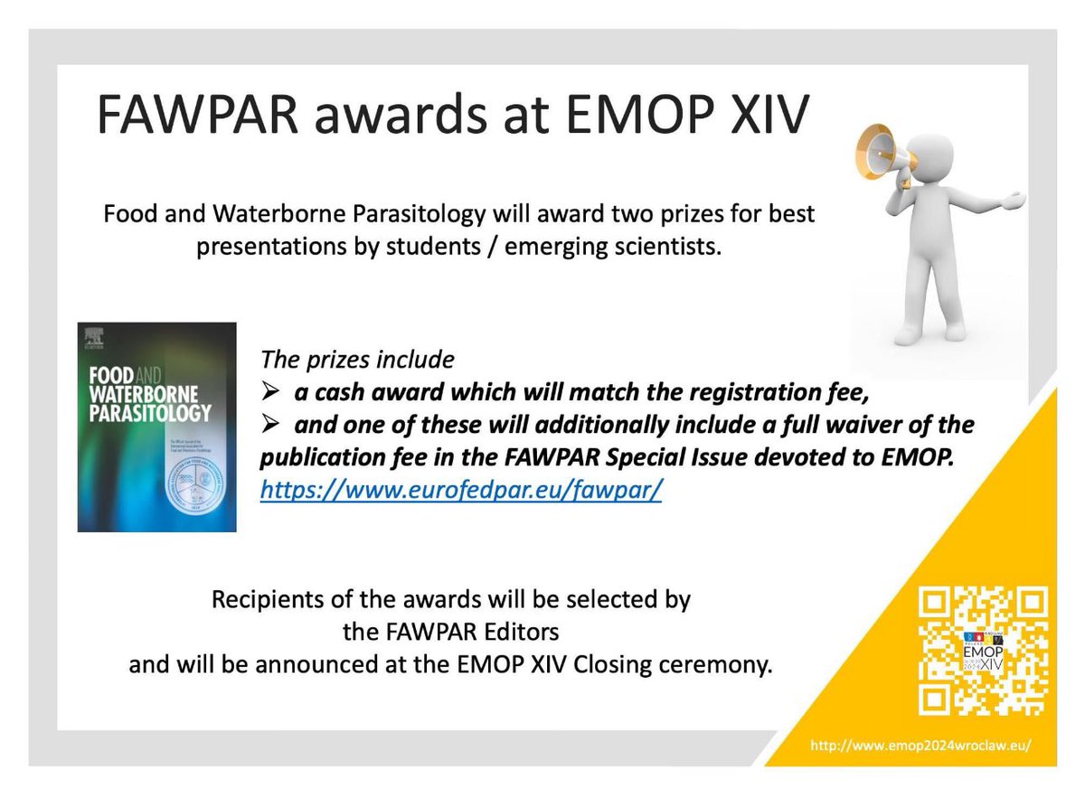 To mark the partnership with the EFP, FAWPAR will award two prizes for best presentations by students / emerging scientists. 

Good luck to everyone!

emop2024wroclaw.eu/fawpar-awards/