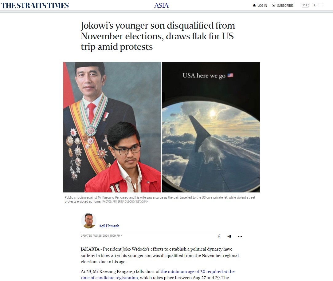 ardisatriawan's tweet image. Media Singapura sudah mulai mencium gelagat aneh keluarga Mulyono.

The Strait Times sudah bertanya pada Sea Group, namun belum ada respons.

"Sea has not responded to The Straits Times’ request for more information."

Ingat pesawat jet yang dipakai itu:
1) Pernah dimiliki…