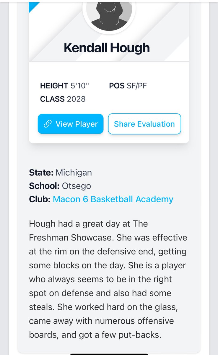 <a href="/HoughKenda4412/">Kendall Hough</a> checks a lot of boxes when we talk about a full package athlete! 5-10 and growing by the day! Every coach needs a Kendall! Great player and amazing young lady! Future is very bright 🫶🏾