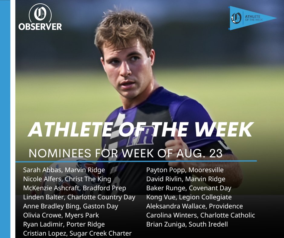 Here are the nominees for The Charlotte Observer high school athlete of the week. Poll closes around 12 p.m. Friday.

Vote now. Vote often.

Vote here: charlotteobserver.com/sports/high-sc…