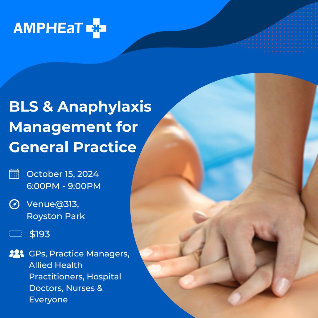 AMPHEaT (@ampheat) on Twitter photo Book your spots for our October 15 BLS workshop zurl.co/hBAX
For GPs, these events have CPD points attached if you need for RACGP & ACRRM.
If you're an <a href="/AMPDoctors/">Australian Medical Placements</a> , email us for a discount code locums@australianmedicalplacements.com.au Book your spots for our October 15 BLS workshop zurl.co/hBAX
For GPs, these events have CPD points attached if you need for RACGP & ACRRM.
If you're an <a href="/AMPDoctors/">Australian Medical Placements</a> , email us for a discount code locums@australianmedicalplacements.com.au