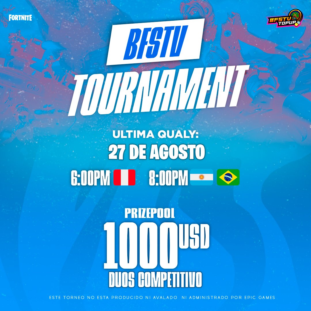 sekaperu's tweet photo. 🏆BFStv Duos Tournament $1000 USD 💰

⏰Martes 27 Agosto - 20:00Hrs 🇧🇷🇦🇷

Para participar: 
- Like + RT + Menciona tu Dúo
- Únete al discord para ver la información

DISCORD En los comentarios 🔽 https://t.co/SdWIK6l6fu