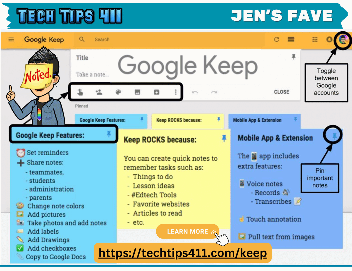 apsitjen's tweet image. Check out this week's #edtech tips, tools &amp;amp; resources in  the latest #TechTips411 newsletter.
➡️ techtips411.com/tips/tech-tips…
🎬 @invideoAI 
🗣️ @MicrosoftEDU upload audio-transcribe w/ Word
😍 Jen's Fave @GoogleForEdu Keep
👍 @ISTEofficial's #DigCit lessons