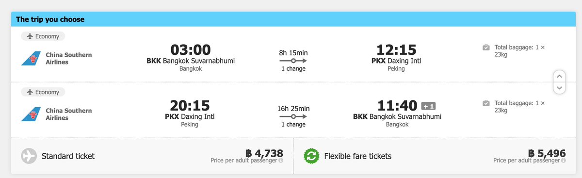 ✈️ Bangkok / Beijing / return 🇨🇳 1-week roundtrip 4,738 Baht