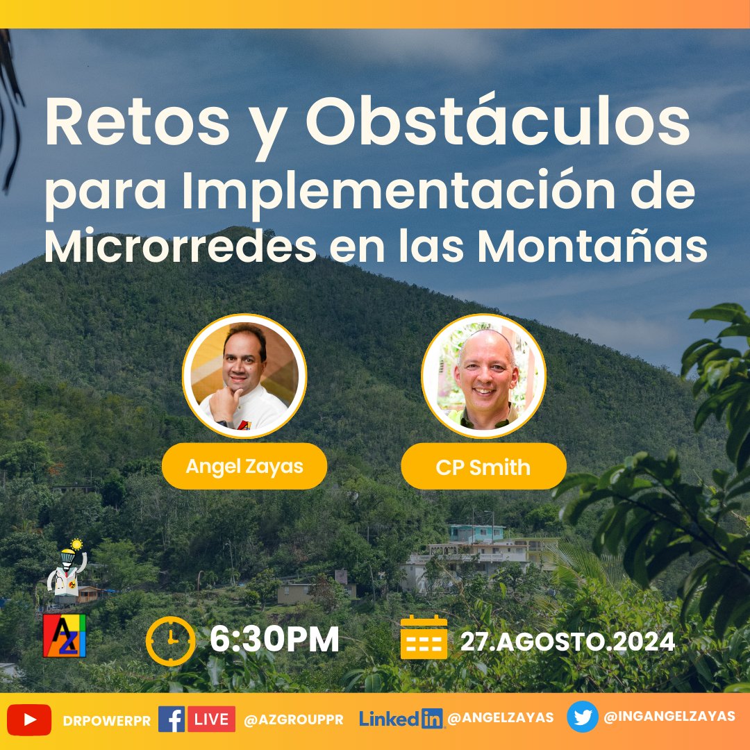 HidroCoop's tweet photo. Este #martesinformativo, 27 agosto 2024 a las 6:30 pm AST, nuestro Director Ejecutivo de la Cooperativa Hidroeléctrica de la Montaña, C. P. Smith, compartirá con #DrPowerPR los retos y obstáculos para cumplir con la Misión y Visión de la Cooperativa Hidroeléctrica de la Montaña. https://t.co/YpvHwGIAHl