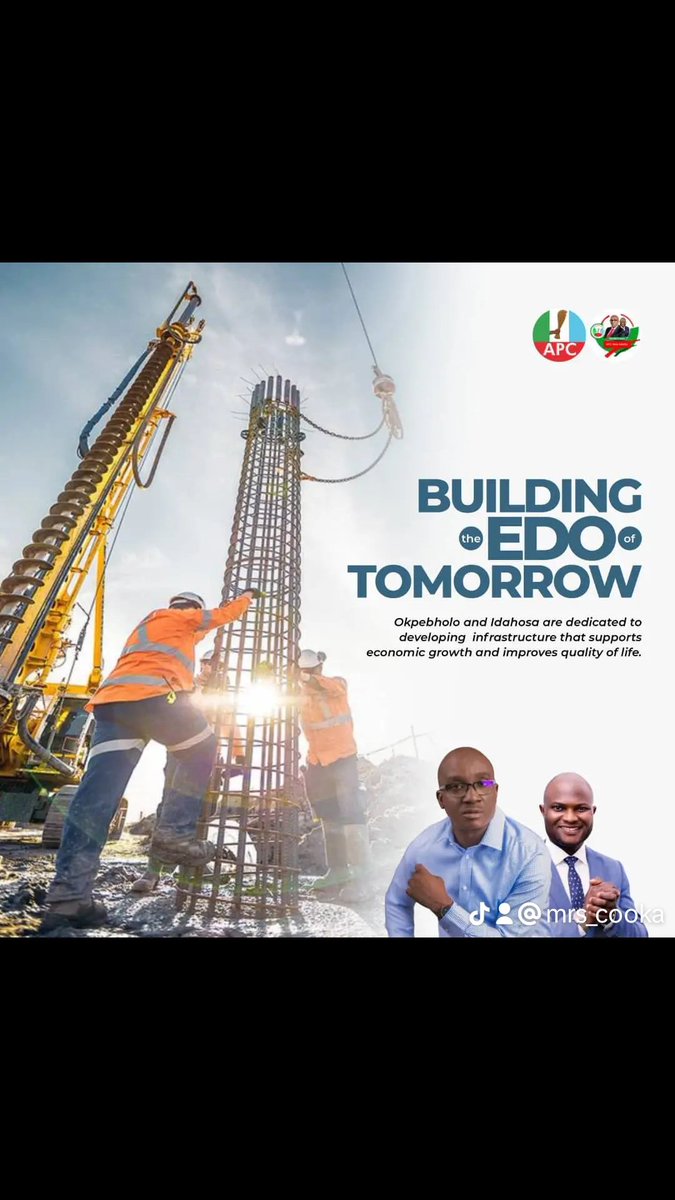 cooka__'s tweet image. Building the Edo of tomorrow starts today! Okpebholo and Idahosa are committed to developing infrastructure that drives economic growth and enhances the quality of life for every citizen. 

#BuildingEdo #OkpebholoForGovernor #IdahosaForDeputy #APCNewMedia #ProgressForAll"
