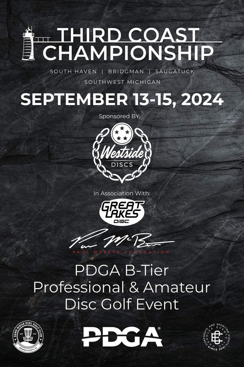 ccraiff's tweet photo. Just a few weeks away from the Third Coast Championship - Sponsored by @westside_discs .   3 courses over 3 days in Southwest Michigan. 

Registration: https://t.co/HOVZH9eMfZ https://t.co/Czv0SrFTua