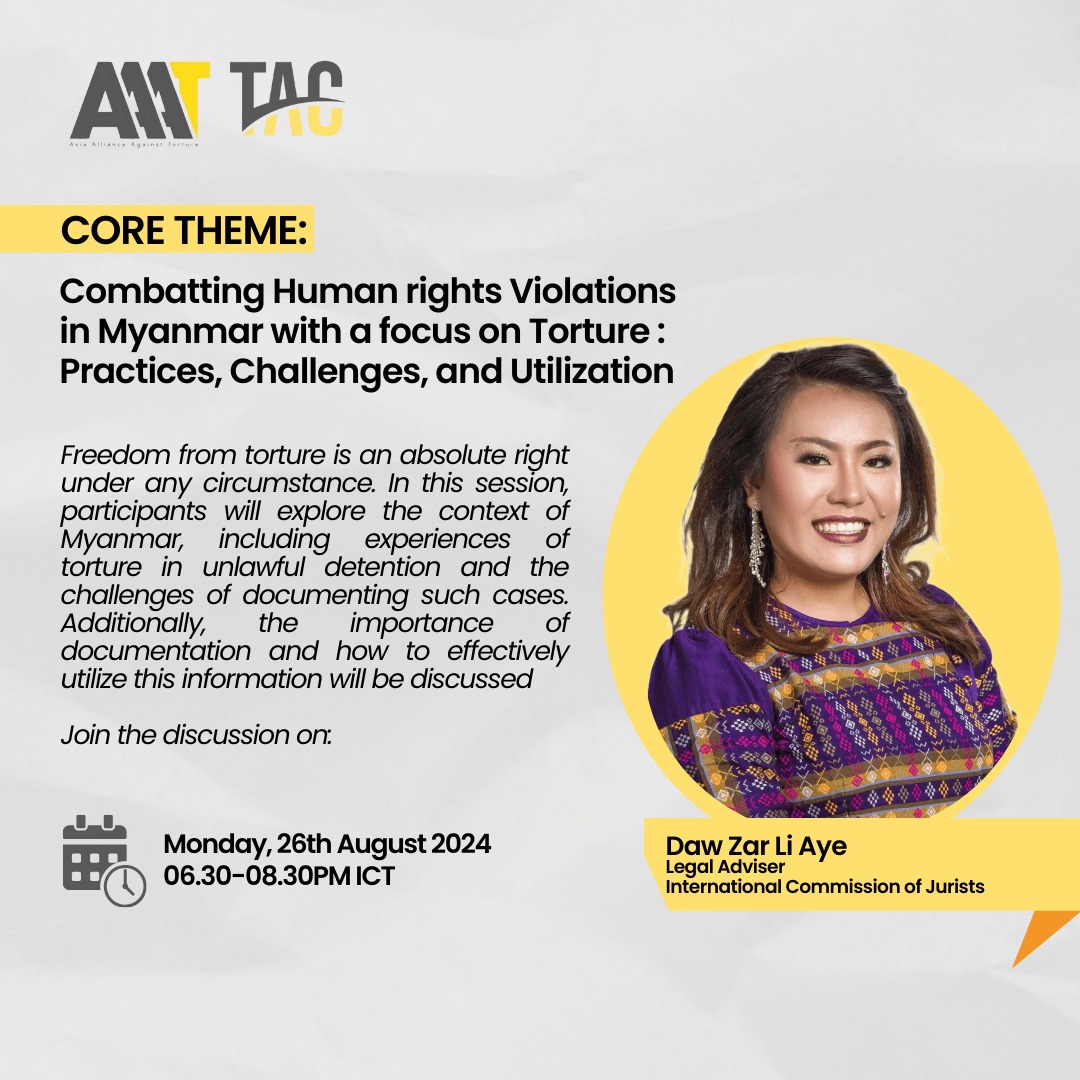 AsiaClassroom's tweet photo. [RECAP]

Yesterday’s Asia Classroom with Zar Li: We delved into the urgent issue of torture in Myanmar, discussing the harsh realities of unlawful detention and the critical role of documentation. Together, we explored strategies to combat these human rights violations. https://t.co/OXy94q8ujt