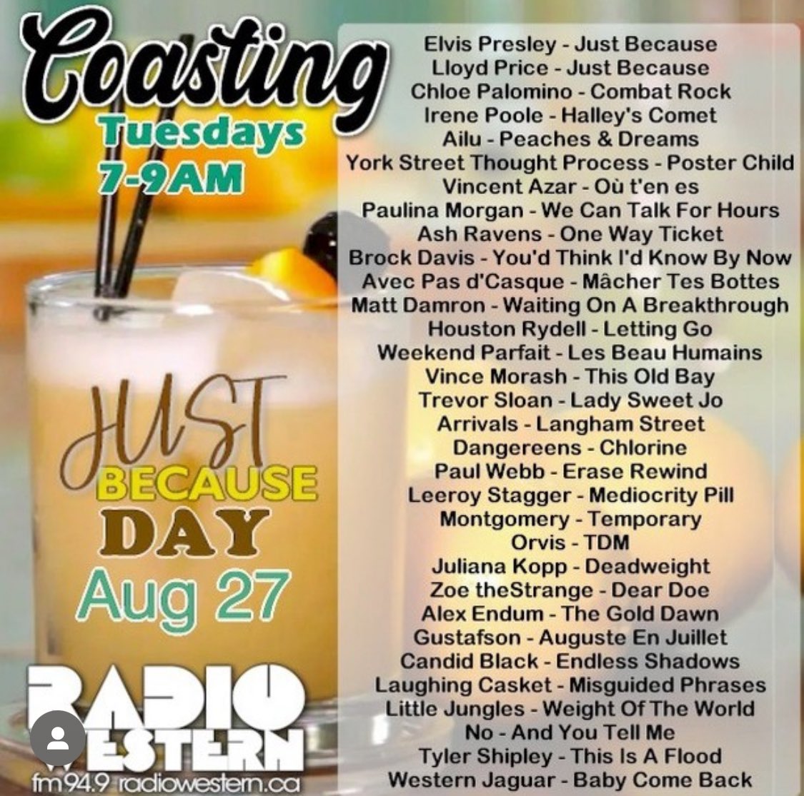 Tune into <a href="/radiowestern/">Radio Western</a> for my song ‘Erase Rewind’ on the show Coastings from7-9am Tuesday!! (I’ll be on around 8:05am!!)