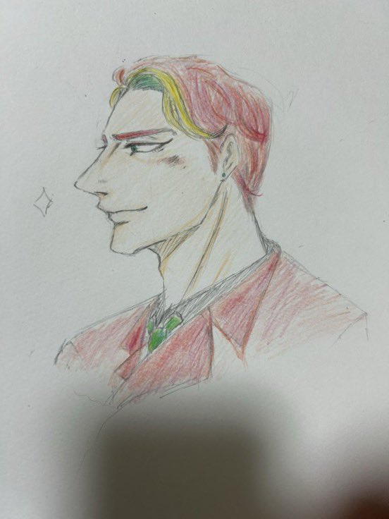 spwjona's tweet photo. うちの擬ブ。髪の赤いところの内側も碧色になってる。ロボ体が大本にある人外なので普通にカ○ルくんみたくふわー…っと羽が無くとも飛びます。 https://t.co/6imuUEo5mc