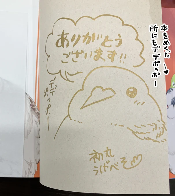 少しだけサイン本を書かせていただきました🕊  キジバトくん日記の担当さんが金色のペンを用意してくださったのですが、ゴージャスな描き心地が最高でした…! 今度、文房具屋さんで探して買ってみようかな～
