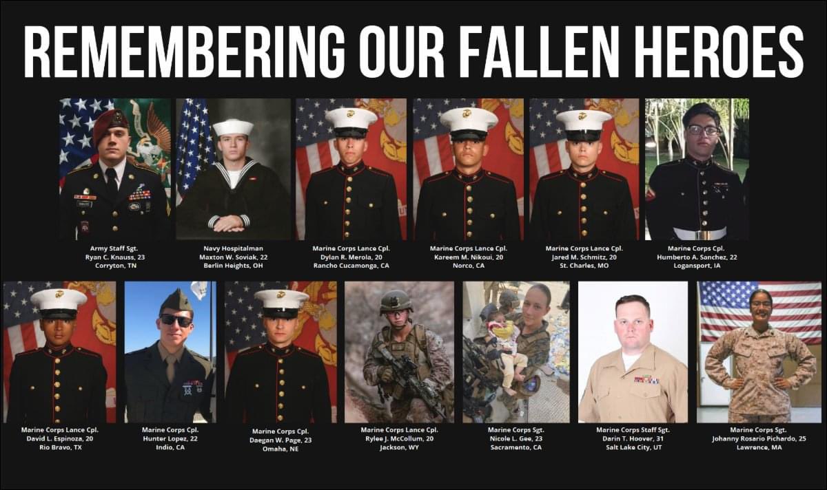 KimDettwillerB1's tweet image. Remembering: 3 years ago at Abbey Gate in Afghanistan, there was a deadly terrorist attack on Americans where 13 brave service members tragically lost their lives. 

WE WILL NEVER FORGET THOSE WHO MADE THE ULTIMATE SACRIFICE!!!! 

#WhyIStand #USA #America