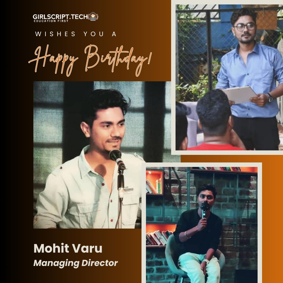 Girlscript1's tweet image. Sending warm birthday wishes to the visionary leader of Girlscript Foundation, Mohit Varu. Your passion and commitment to fostering a more inclusive tech community are truly commendable.

May your birthday be as wonderful as the impact you&apos;ve made. 🎂

#HappyBirthday #TechLeader…