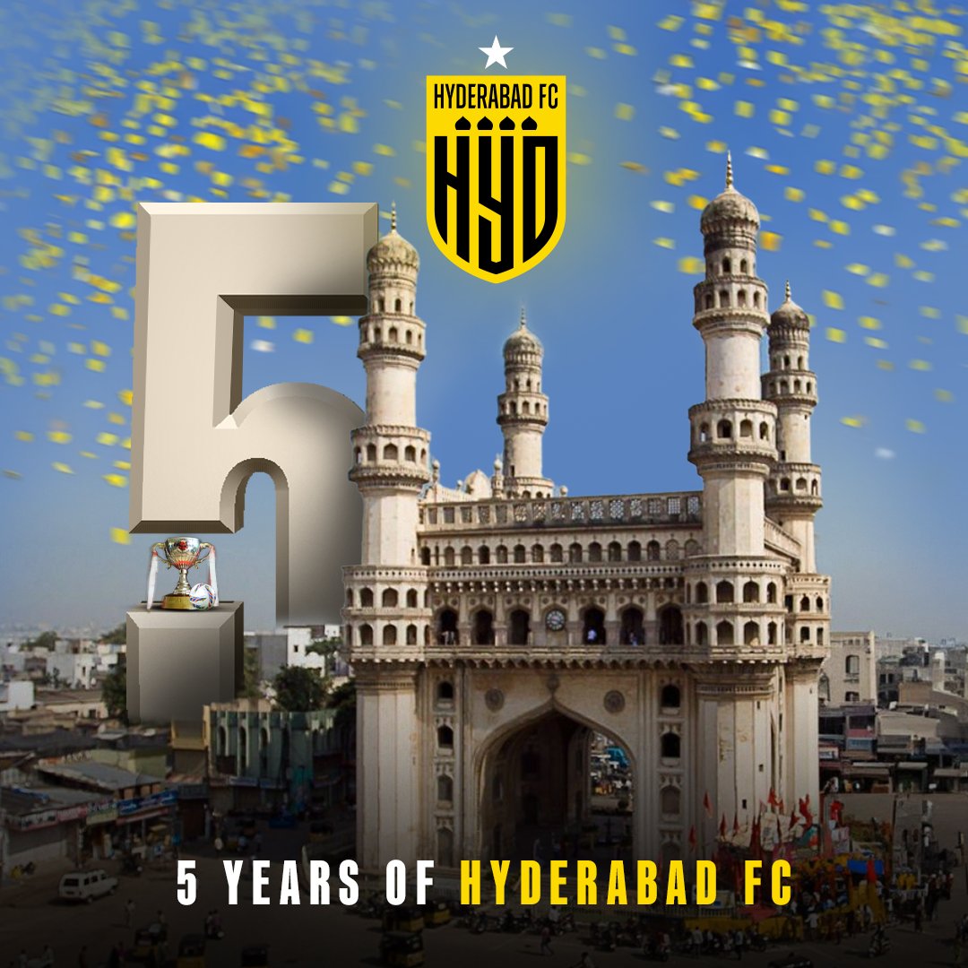 Hyderabad FC (@hydfcofficial) on Twitter photo 💐 Celebrating 5️⃣ memorable years with the Yellow and Black!
Here's to creating more history together, in years to come 🥂
#TheNawabs 💛🖤 💐 Celebrating 5️⃣ memorable years with the Yellow and Black!
Here's to creating more history together, in years to come 🥂
#TheNawabs 💛🖤