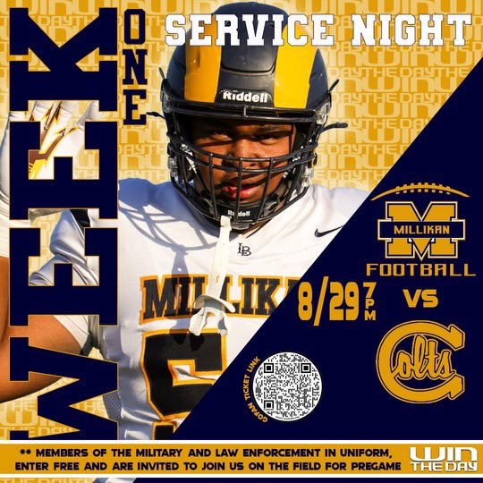 Week 1 is upon us! All military, law enforcement, and fire members in uniform will receive free entry and will be recognized! Scan the QR code and register! #WinTheDay