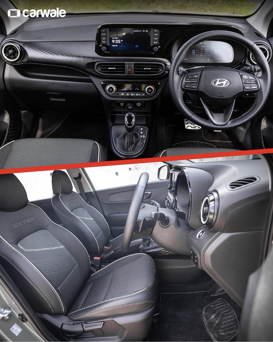 CarWale's tweet image. The #Hyundai #Exter, a micro crossover, offers the form factor of an #SUV for the price of a hatchback. Its tall-boy design enhances cabin space and the boot is quite large, too. The Exter’s USP includes paddle shifters for the AMT version and a sunroof.

Learn more: