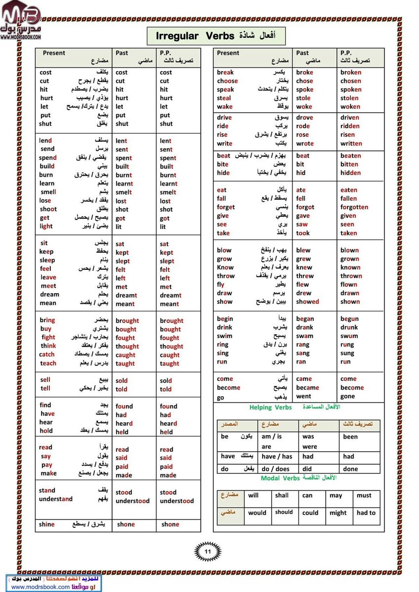 En_ph1's tweet photo. بعض الأفعال الشاذة https://t.co/F5MVoht09a
