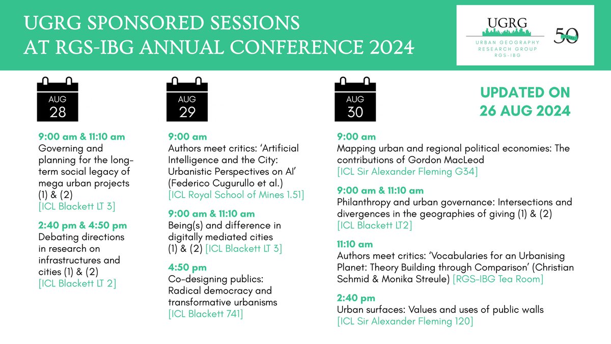 UGRG (@ugrgrgs) on Twitter photo Updated programme of the UGRG sponsored sessions at the <a href="/RGS_IBG/">Royal Geographical Society (with IBG)</a> Annual Conference 2024! More on the conference: rgs.org/research/annua…
ugrg.co.uk/the-ugrg-spons…
#RGSIBG24 <a href="/RGS_IBGhe/">RGS-IBG Higher Ed</a> Updated programme of the UGRG sponsored sessions at the <a href="/RGS_IBG/">Royal Geographical Society (with IBG)</a> Annual Conference 2024! More on the conference: rgs.org/research/annua…
ugrg.co.uk/the-ugrg-spons…
#RGSIBG24 <a href="/RGS_IBGhe/">RGS-IBG Higher Ed</a>