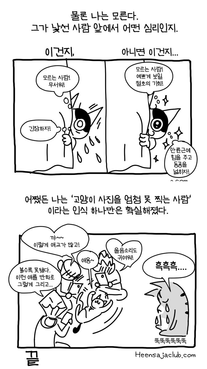우리집 고양이 사회생활 스킬이 보통이 아니다 #뚝뚝만화데일리