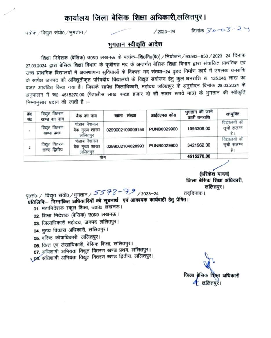 Eduleaps's tweet photo. @UPPCLLKO   @dvvnlhq महोदय जिला बेसिक शिक्षा अधिकारी ललितपुर द्वारा मिशन कायाकल्प के अंतर्गत विद्यालयों में विद्युत कनेक्शन के लिए मार्च 2024 में ही रुपए 4515270/-रुपए पैंतालीस लाख पंद्रह हजार दो सौ सत्तर जमा कर दिए थे। चार माह से अधिक समय होने के बाद भी कोई कार्यवाही नहीं हुई https://t.co/6kb2FvlDCC