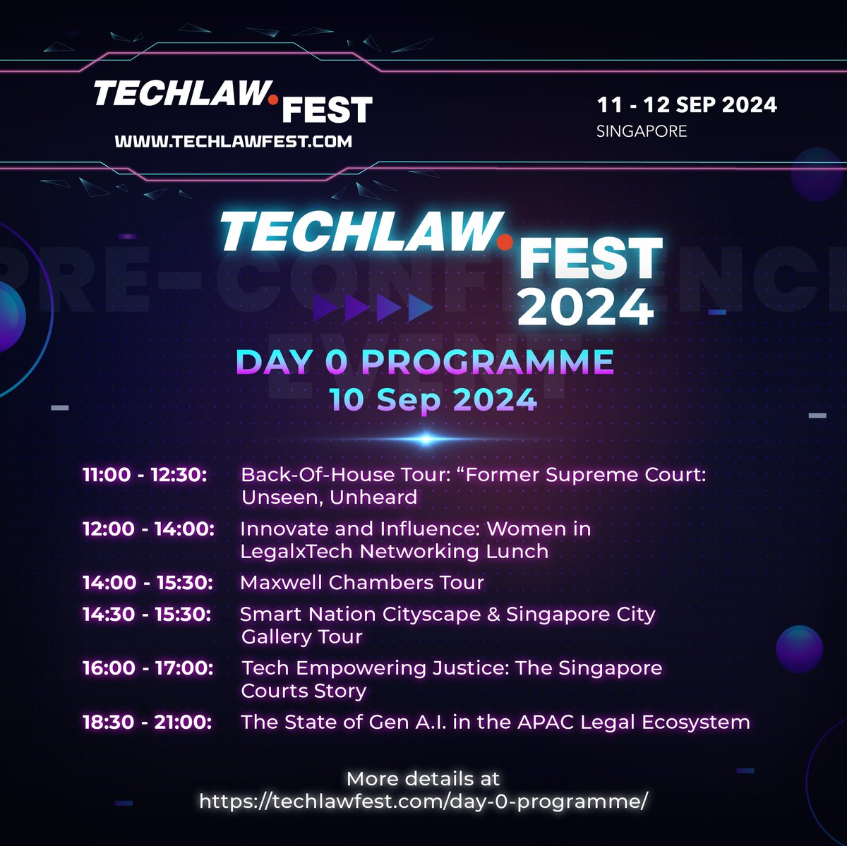 TechLawFest's tweet image. Get an early start on TechLaw.Fest 2024 with our exclusive pre-conference events! Explore the Old Supreme Court, network with Women in LegalxTech, tour Maxwell Chambers, and more. Discover the programme here:
techlawfest.com/day-0-programm…
