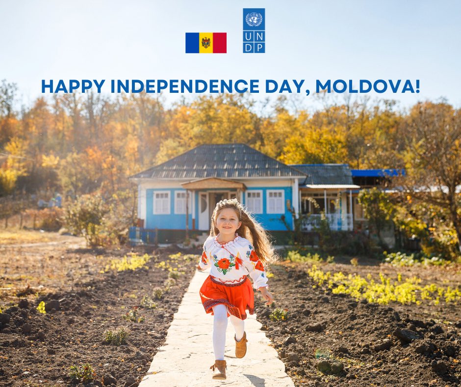UNDPMoldova's tweet photo. 🎉Today, we celebrate 33 years of Moldova's independence! Despite all odds, we've remained united in our vision for a prosperous future. @UNDP proudly supports 🇲🇩 people in advancing equal opportunities, sustainable growth, and a better quality of life for all. 🌟 https://t.co/eP6TBX9r3O