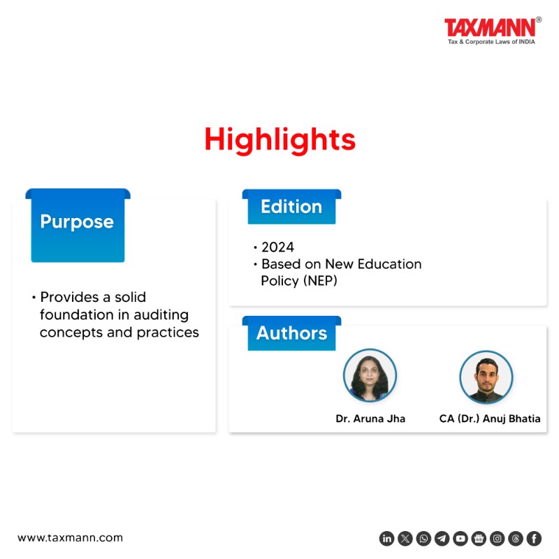 taxmannindia's tweet photo. Essential Auditing Concepts &amp; Practices—with the Perfect Blend of Theoretical Insights | Practical Examples | Regulatory Framework

Look inside: https://t.co/xj3ftjyOud

Like It? Buy Now! https://t.co/C1AS6ZtXYL

#TaxmannBooks #TaxmannUpdates #Auditing #UGCF #NEP #FinancialAudits