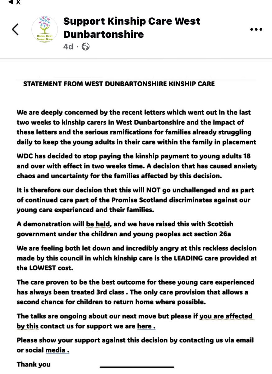 WD KINSHIP CARE (@kinshipcarewd) on Twitter photo We will Fight this decision , absolutely shameful that this came out of nowhere . WE WILL be asking the question though “Wheres our Money?” Talking about the need for support then trampling on our 18+ FUTURE ! <a href="/WDCouncil/">West Dunbartonshire Council</a> <a href="/lokiscottishrap/">Darren McGarvey</a> <a href="/ScottishLabour/">Scottish Labour</a> <a href="/STVNews/">STV News</a> <a href="/scotgov/">Scottish Government</a> We will Fight this decision , absolutely shameful that this came out of nowhere . WE WILL be asking the question though “Wheres our Money?” Talking about the need for support then trampling on our 18+ FUTURE ! <a href="/WDCouncil/">West Dunbartonshire Council</a> <a href="/lokiscottishrap/">Darren McGarvey</a> <a href="/ScottishLabour/">Scottish Labour</a> <a href="/STVNews/">STV News</a> <a href="/scotgov/">Scottish Government</a>