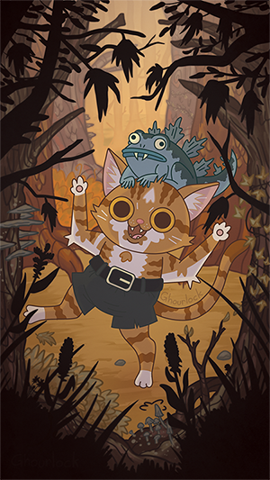 Ghourlock's tweet photo. An OTGW inspired piece of Simón Pololo the cat :) https://t.co/krNhymzOMZ