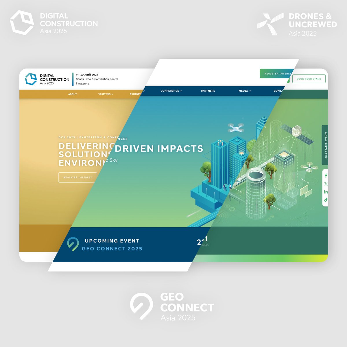 These brilliant new websites, designed and built by LiveBuzz for Montgomery Asia are now live!

Geo Connect Asia: geoconnectasia.com
Drones &amp; Uncrewed Asia: dronesasia.com
Digital Construction Asia: digitalconstructionasia.com

#eventprofs #eventwebsites #websitedesign