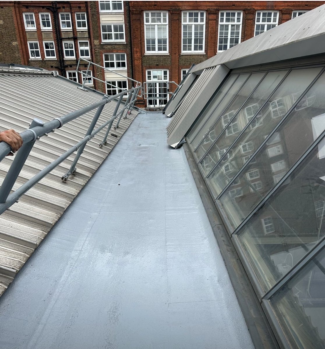 6 newly refurbished box gutters, with a polyurethane coating, completed as part of our roof works on the #RoyalGreenwichTrustSchool in #London. For all your commercial roof maintenance, repairs, installations and refurbishments call our team on 020 8938 3498 or 01451 523 109