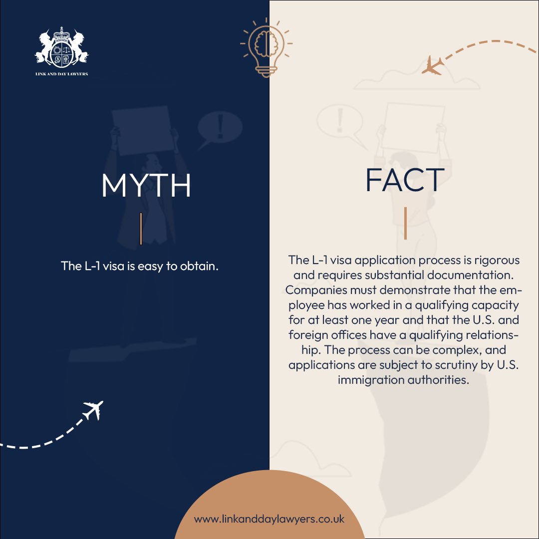 LandDlawyers's tweet photo. The L-1 visa isn’t easy to obtain; no visa is. It requires detailed documentation to link your company’s U.S.and foreign offices. Need help? We are just a call or chat away

🌐 https://t.co/goc6oiTunU
📞 +44 7471 588460
📧 inquiry@linkanddaylawyers.co.uk https://t.co/326wGUPvu0