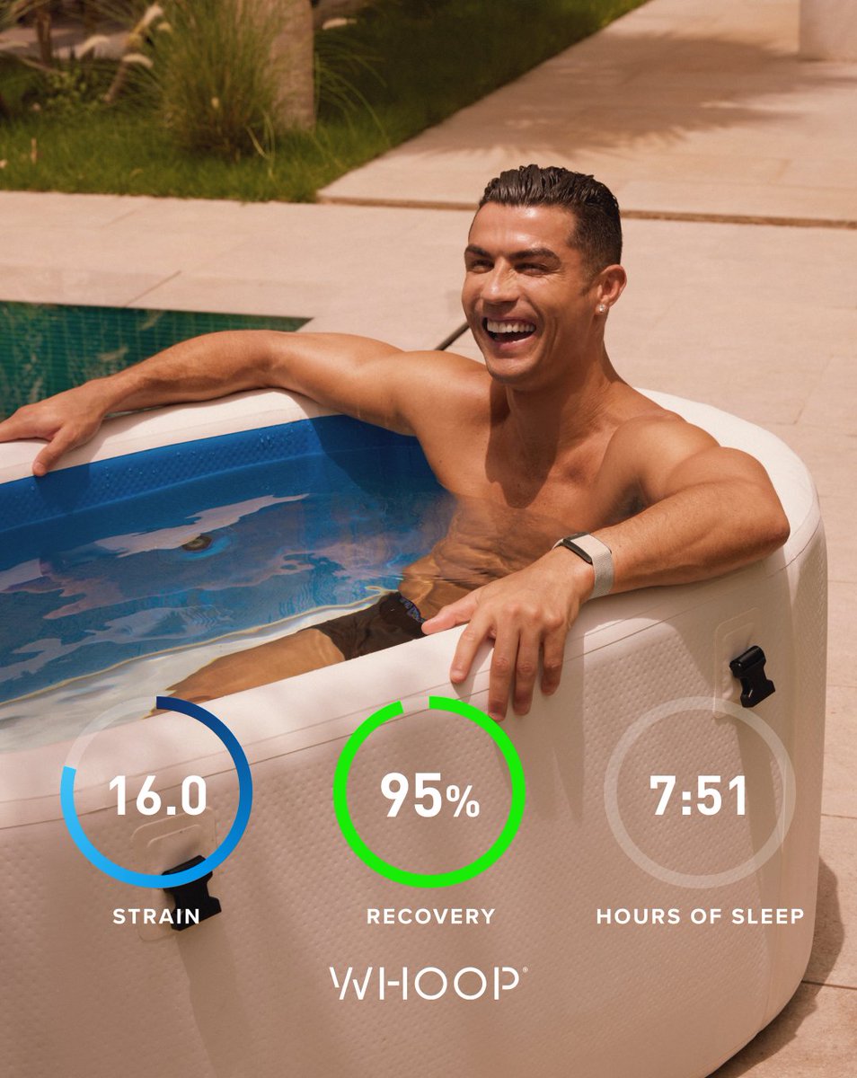 Cristiano's tweet image. Sleep, Strain and Recover with @WHOOP. New season, same goal 💪