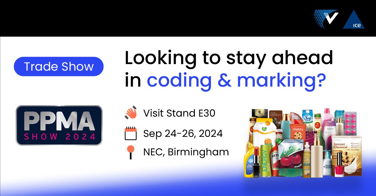 Join us at PPMA next month! 🌟 Meet industry leaders &amp; explore our latest packaging innovations at 📍 E30 on 📅 24-26 Sep. 

Get your badge: ow.ly/7fUp50SW58l 

Don't miss the future of packaging with #Videojet! #Tradeshow #Innovation #Birmingham #ICE