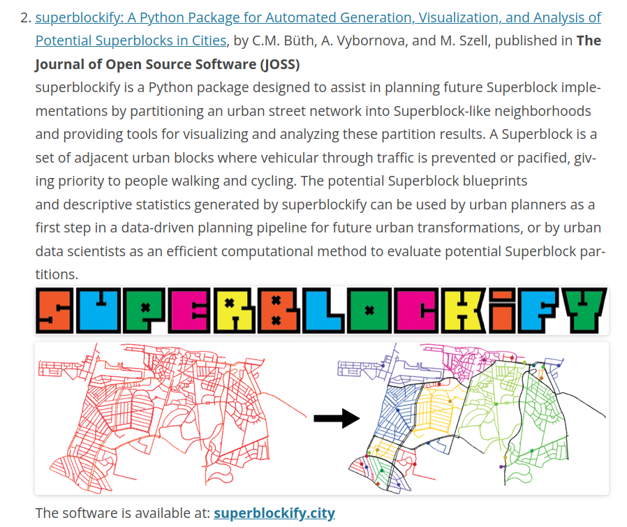 This looks super cool. Not only is it a reproducible academic paper based on open source software that others can build on 🏗 (and with geo visualisations in there), it's also deployed as a website, great example of best practices in #Academic research 🚀 superblockify.city