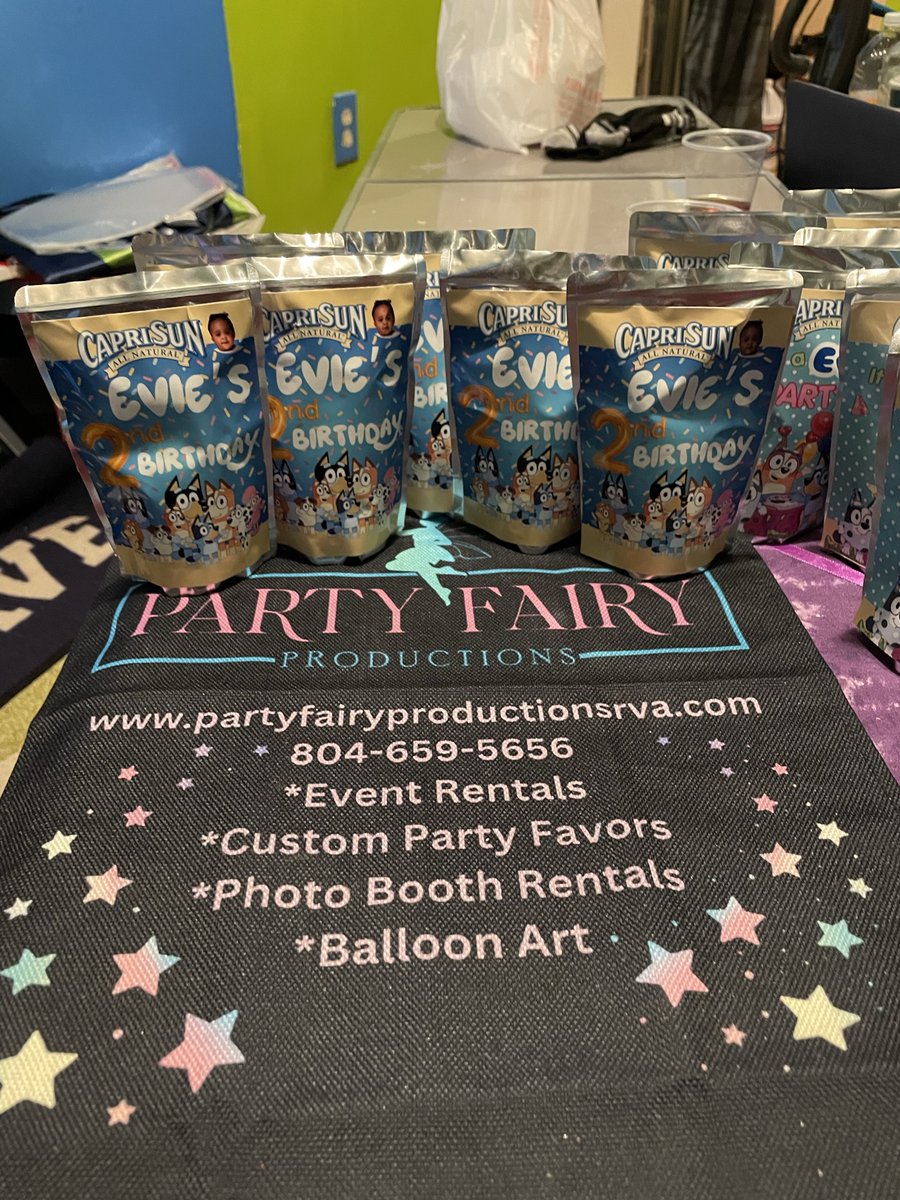 tasiajones55's tweet image. 🥤💥 Add some fun to your party with our custom juice pouches! Great for all ages. #JuicePouches #CustomPartyFavors #RichmondVA