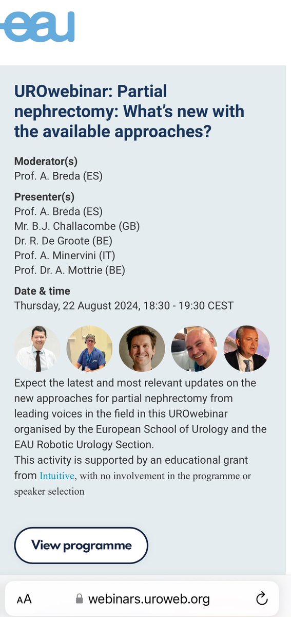Alberto Breda (@albertobreda1) on Twitter photo <a href="/UrowebESU/">European School of Urology (EAU ESU)</a> <a href="/ERUSrobotics/">ERUS Robotic Urology</a> #urowebinar in #partial #nephrectomy #Robotics next Thursday 22 August 2024 join us from 18.30 to 19.30 <a href="/alexmottrie/">Alex Mottrie</a> <a href="/benchallacombe/">Ben Challacombe</a> <a href="/Ruben_De_Groote/">Ruben De Groote</a> <a href="/minerviniandre/">Andrea Minervini</a> <a href="/UrowebESU/">European School of Urology (EAU ESU)</a> <a href="/ERUSrobotics/">ERUS Robotic Urology</a> #urowebinar in #partial #nephrectomy #Robotics next Thursday 22 August 2024 join us from 18.30 to 19.30 <a href="/alexmottrie/">Alex Mottrie</a> <a href="/benchallacombe/">Ben Challacombe</a> <a href="/Ruben_De_Groote/">Ruben De Groote</a> <a href="/minerviniandre/">Andrea Minervini</a>