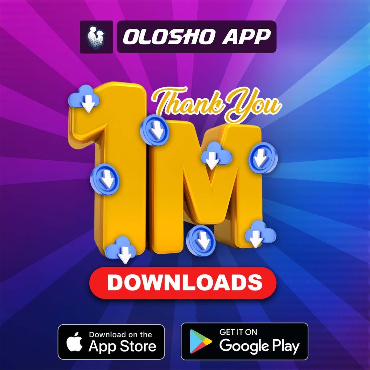 OloshoApp's tweet photo. Thank you x 1 Million times 🥳🎉 for making us 1M users strong; we wouldn't have done it without 🫵 you!  Thank you All! ❤️❤️❤️ https://t.co/ZR2DcAKaDk