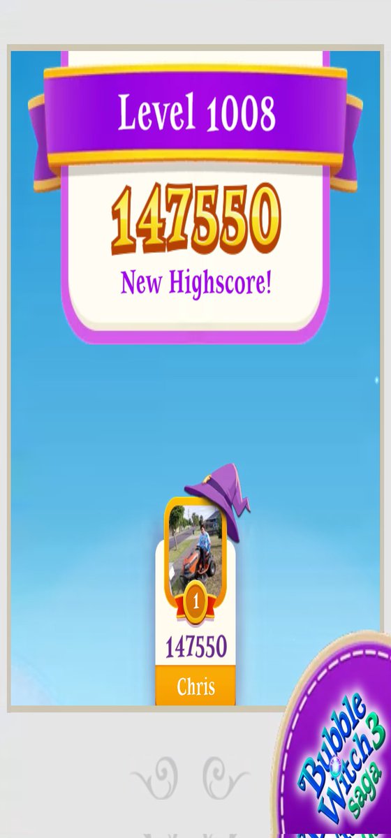 ChrisKolev89460's tweet photo. I got 147550 points on level 1008! Can you beat me? #BubbleWitch3 https://t.co/IOVFZzkUuB https://t.co/y2rvn19GBt