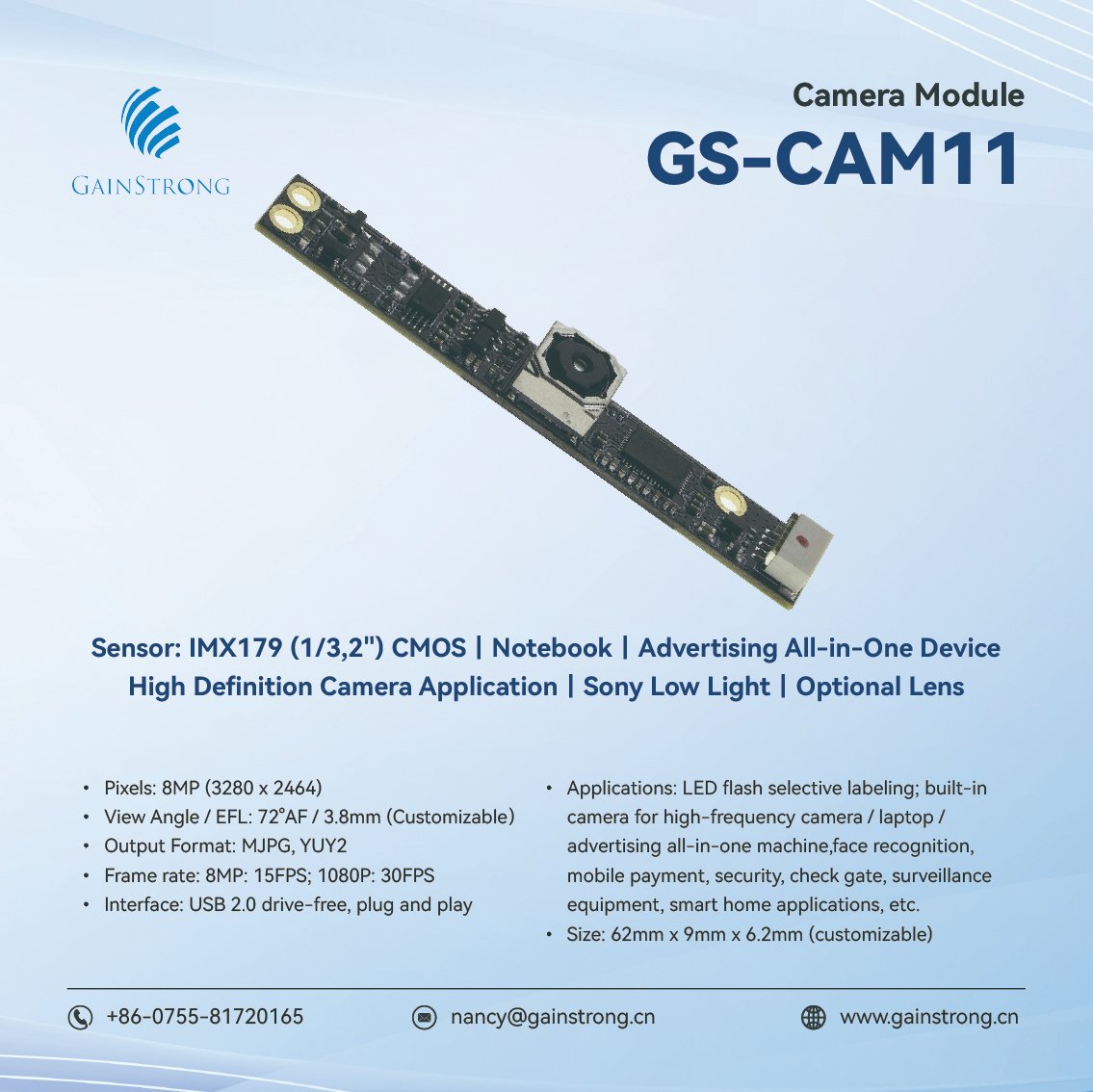GainstrongNancy's tweet photo. 🥂#introducing the GS-CAM11 Camera Module - the perfect solution for high-definition camera applications!

📞 #phone : +86-0755-81720165
📧 #email : nancy@gainstrong.cn
🌐 #website : https://t.co/zUCLS17Cyt

#openwrt #module #wifi #camera #cameramodule #photo #picture #dv https://t.co/mZGz8mQZ0e