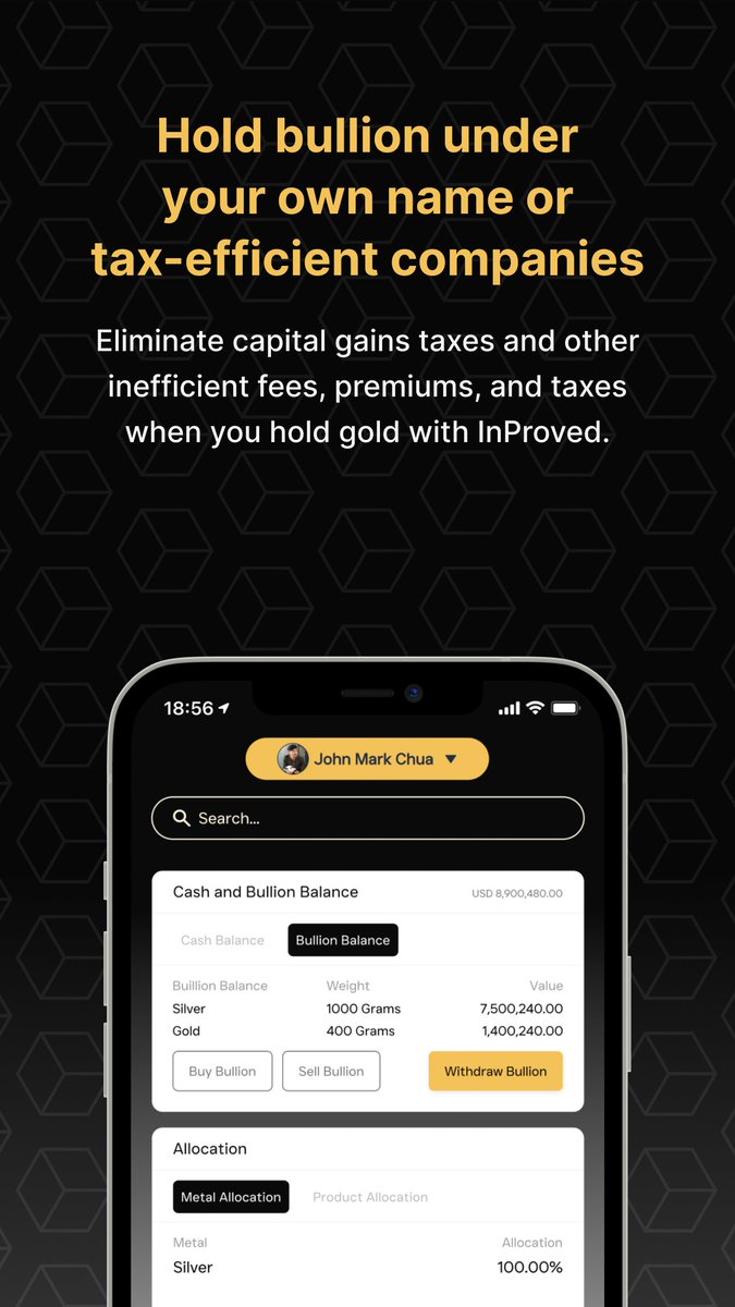 In_Proved's tweet photo. 📣 Have you downloaded our InProved app yet? 🚀

It is your ultimate destination for buying and selling #gold and #silver #bullion bars effortlessly! 💰

👉 With this InProved, you will be able to:

1️⃣ Purchase and sell #preciousmetals under your personal account.
2️⃣ Manage #assets seamlessly for family offices and holding companies, benefiting you and your beneficiaries.
3️⃣ Access real-time #market insights and expert guidance to make informed investment decisions.

Download it from the link below and Join the precious metals revolution with InProved today! 📈✨

https://t.co/A39oF66EnG

#Investment #Gold #Silver #Bullion #FinancialFreedom