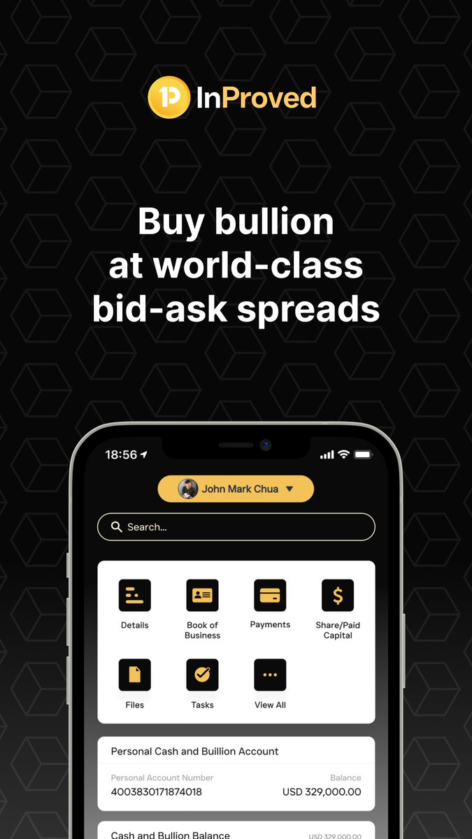 In_Proved's tweet photo. 📣 Have you downloaded our InProved app yet? 🚀

It is your ultimate destination for buying and selling #gold and #silver #bullion bars effortlessly! 💰

👉 With this InProved, you will be able to:

1️⃣ Purchase and sell #preciousmetals under your personal account.
2️⃣ Manage #assets seamlessly for family offices and holding companies, benefiting you and your beneficiaries.
3️⃣ Access real-time #market insights and expert guidance to make informed investment decisions.

Download it from the link below and Join the precious metals revolution with InProved today! 📈✨

https://t.co/A39oF66EnG

#Investment #Gold #Silver #Bullion #FinancialFreedom