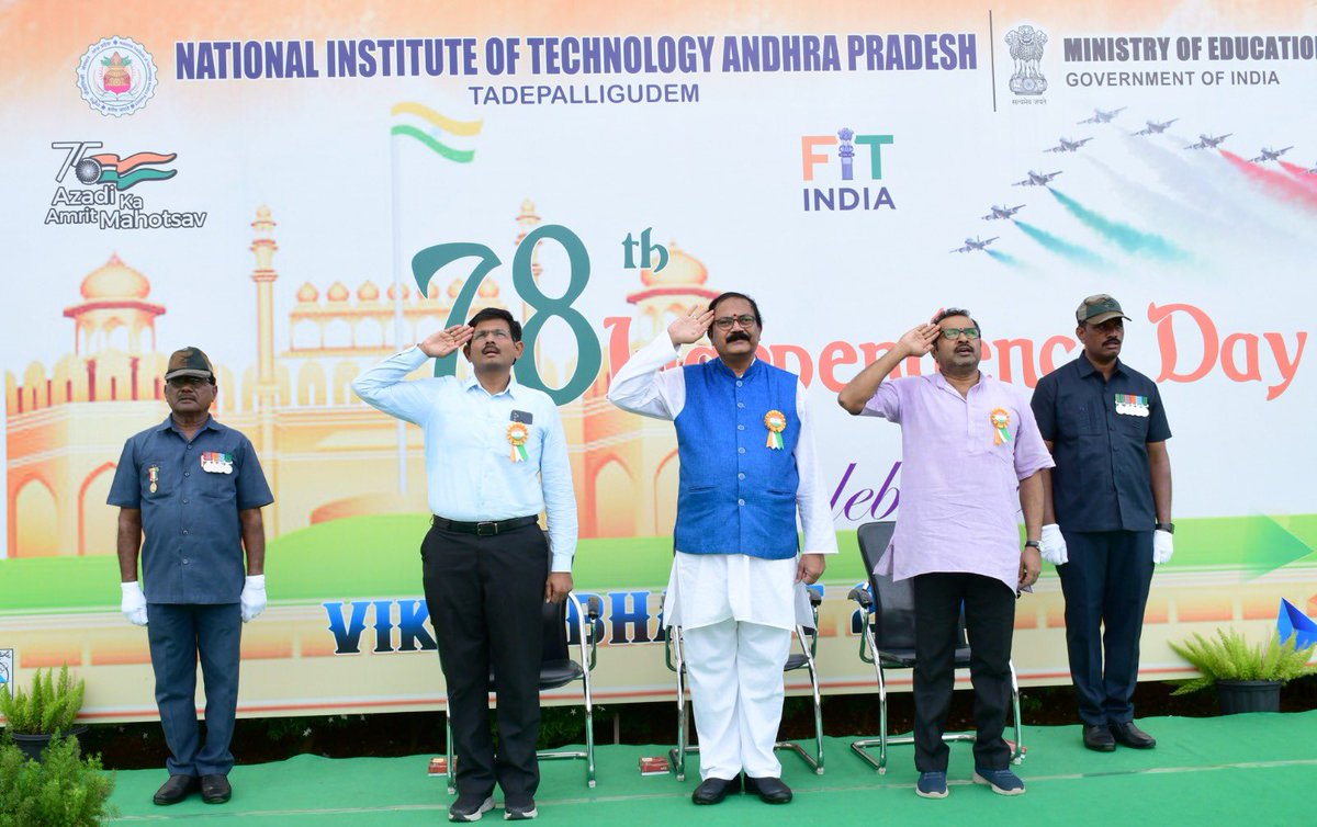 NIT Andhra Pradesh (@nitandhra2015) on Twitter photo On this 78th Independence Day, we at National Institute of Technology - Andhra Pradesh, celebrate the spirit of freedom and the sacrifices of our heroes. Let us honor our past and work towards a innovative future for our nation 🇮🇳
#IndependenceDay #NITAndhra
<a href="/EduMinOfIndia/">Ministry of Education</a> On this 78th Independence Day, we at National Institute of Technology - Andhra Pradesh, celebrate the spirit of freedom and the sacrifices of our heroes. Let us honor our past and work towards a innovative future for our nation 🇮🇳
#IndependenceDay #NITAndhra
<a href="/EduMinOfIndia/">Ministry of Education</a>